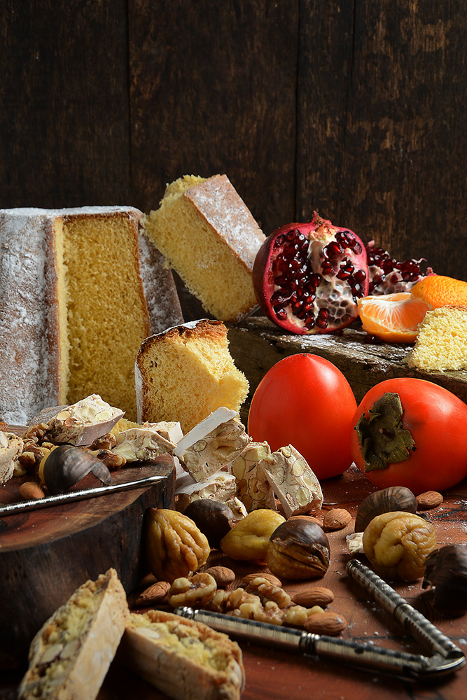 arrangement of traditional italian christmas foods - food photographer