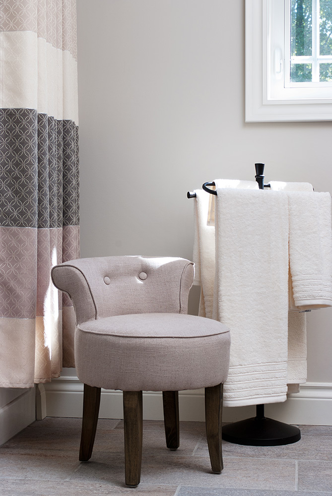 childs bathroom stool in remodeled bathroom - interior design photography