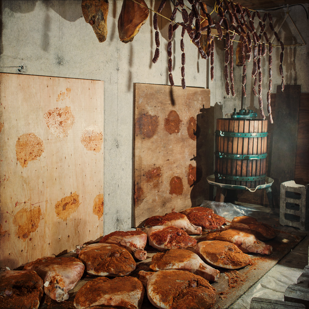 prosciutto curing in basement