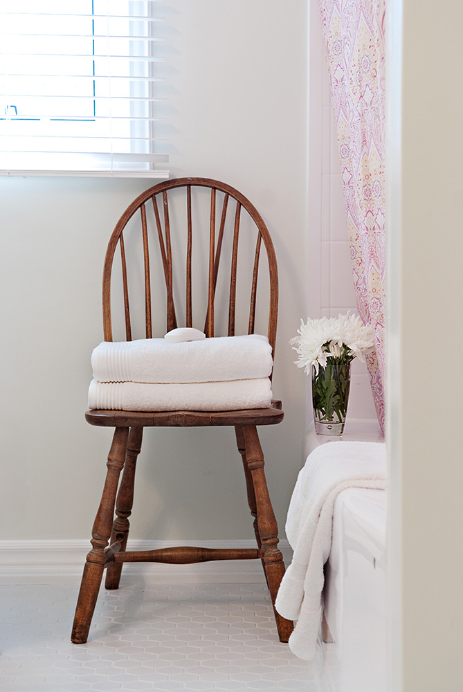 cute chair in remodeled bathroom - renovation photographer